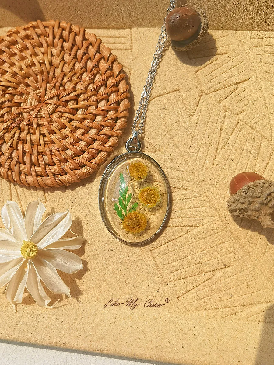 Resin Pendant Necklace With Eternal Sunflower Dried Flowers sold by Like My Choice product image thumbnail 4