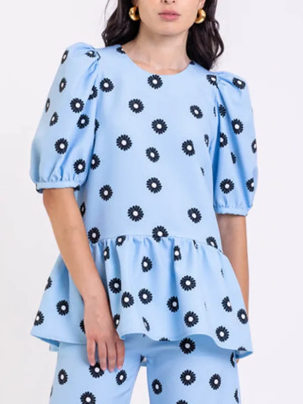 Classic Daisy Flower Lantern Sleeve Top sold by Like My Choice