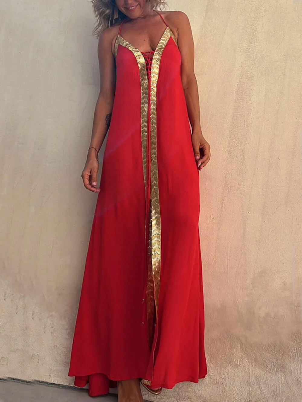 Halter Neck Casual Resort Maxi Dress sold by Like My Choice product image thumbnail 4