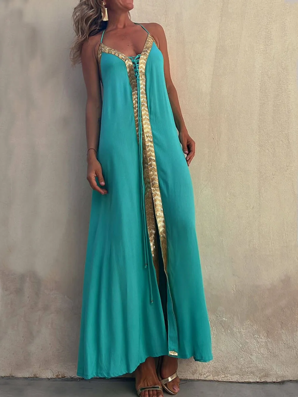 Halter Neck Casual Resort Maxi Dress sold by Like My Choice