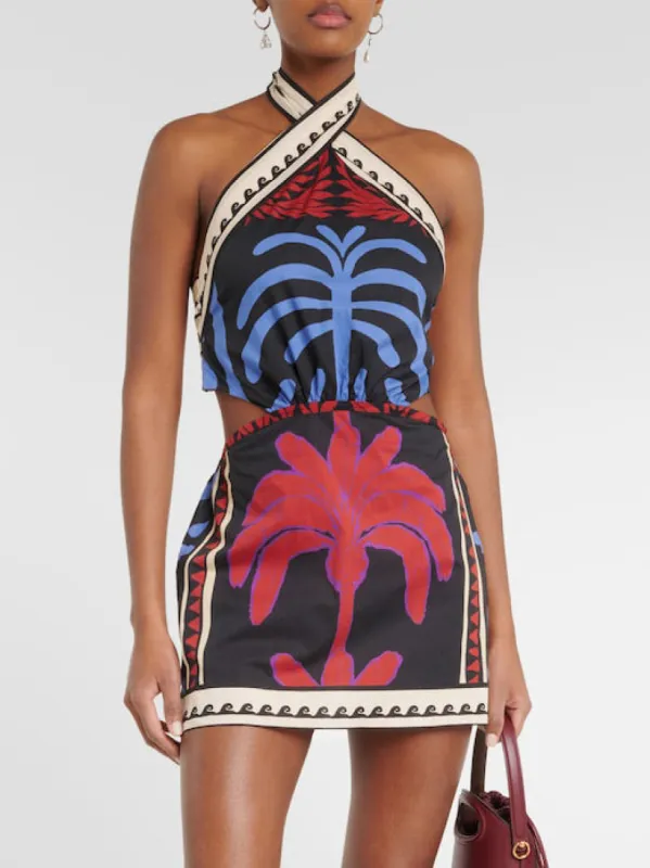 Unique Summer Print Halter Neck Mini Dress sold by Like My Choice