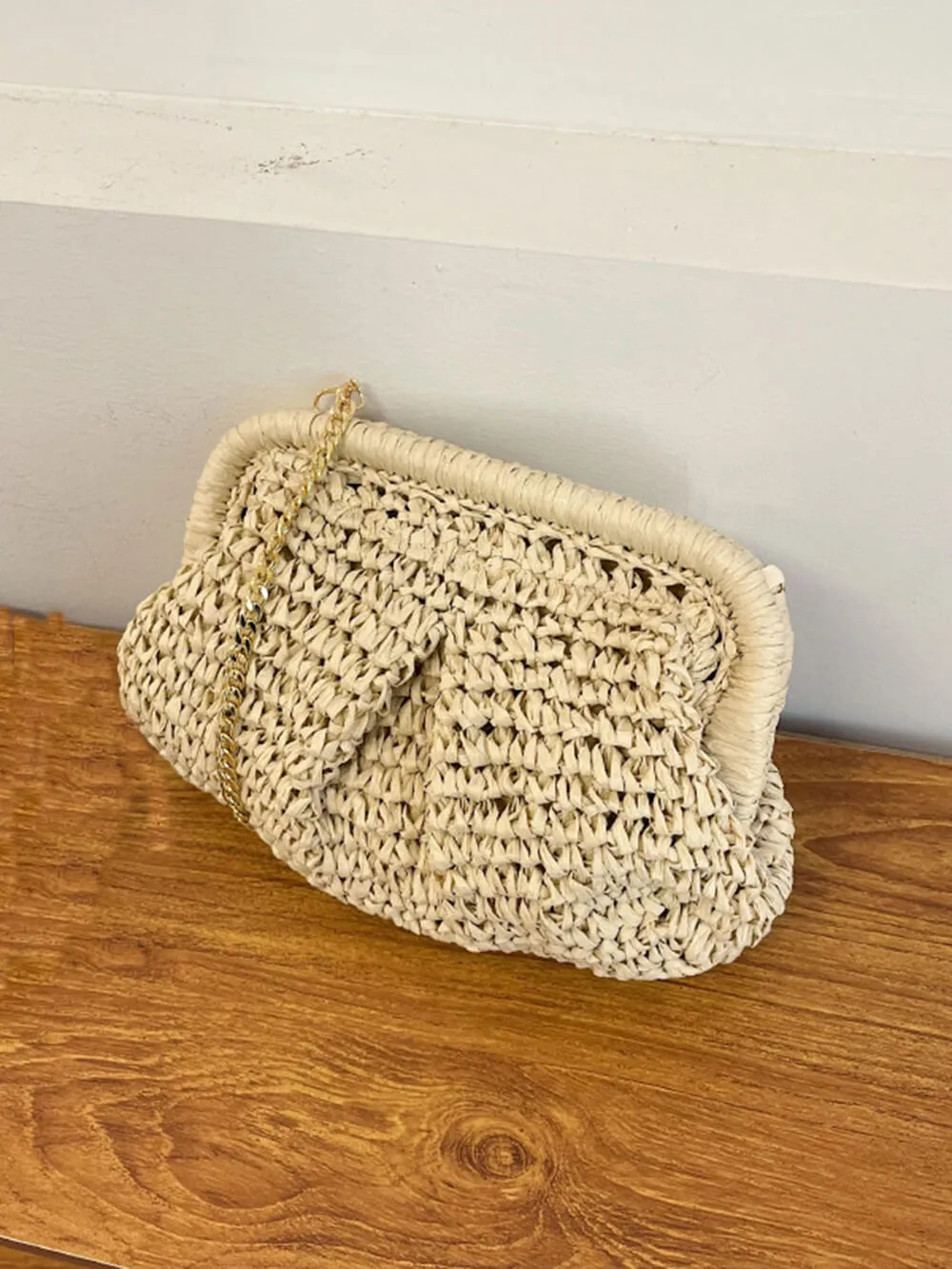 Straw Niche Design Chain Shoulder Crossbody Clutch Bag sold by Like My Choice