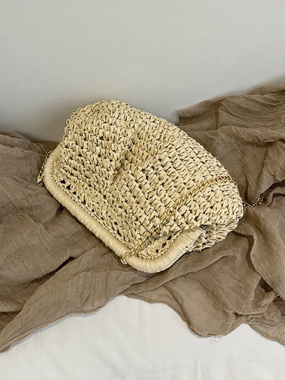 Straw Niche Design Chain Shoulder Crossbody Clutch Bag sold by Like My Choice product image thumbnail 2