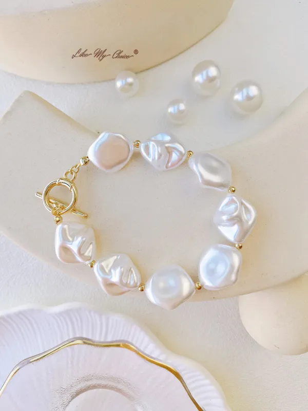 Lrregular Pearl T-Buckle Bracelet sold by Like My Choice
