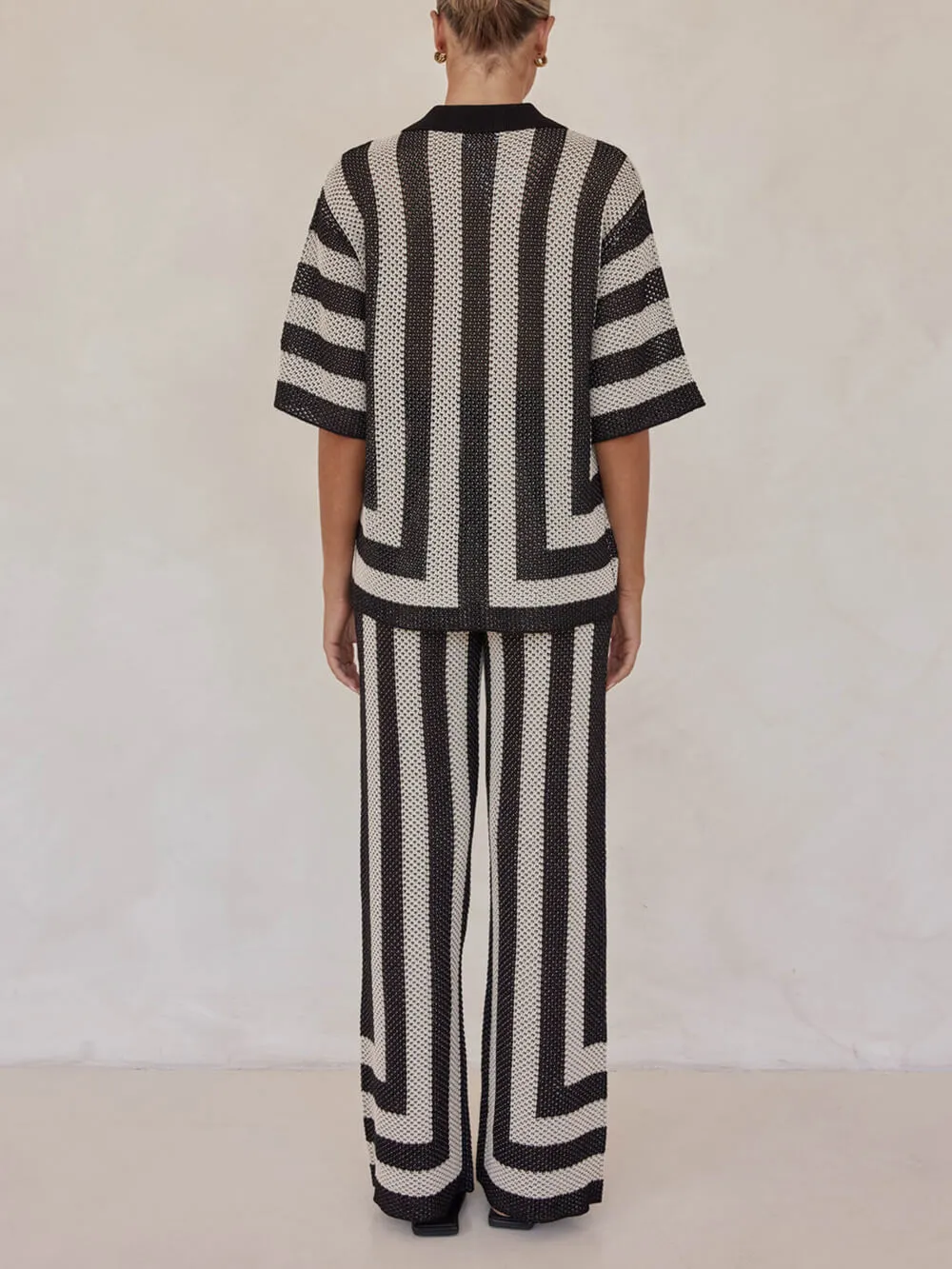 Black And Sand Striped Knitted Shirt sold by Like My Choice product image thumbnail 5