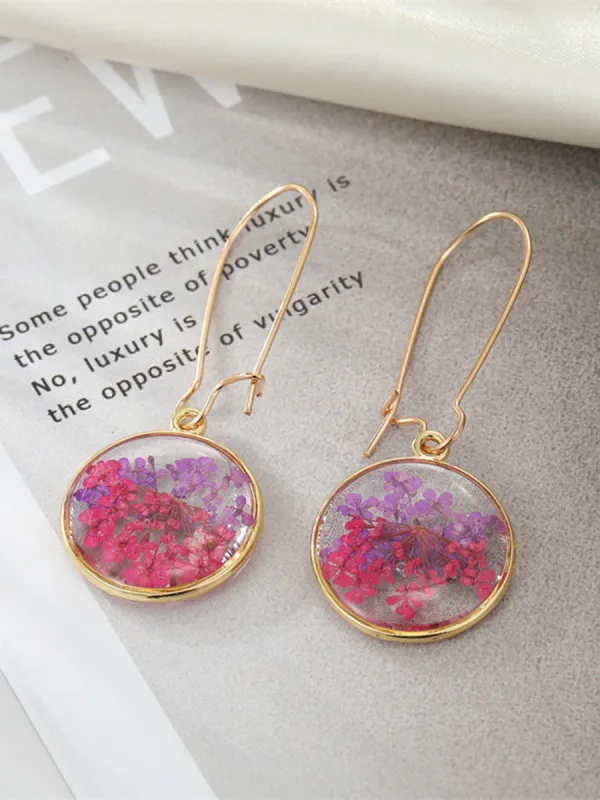 Boho Preserved Flower Resin Embossed Earrings sold by Like My Choice