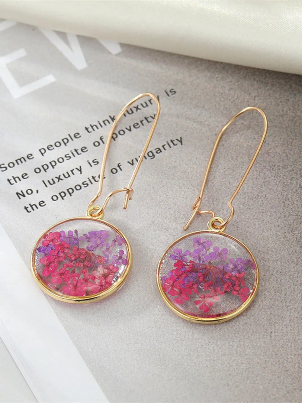 Boho Preserved Flower Resin Embossed Earrings sold by Like My Choice