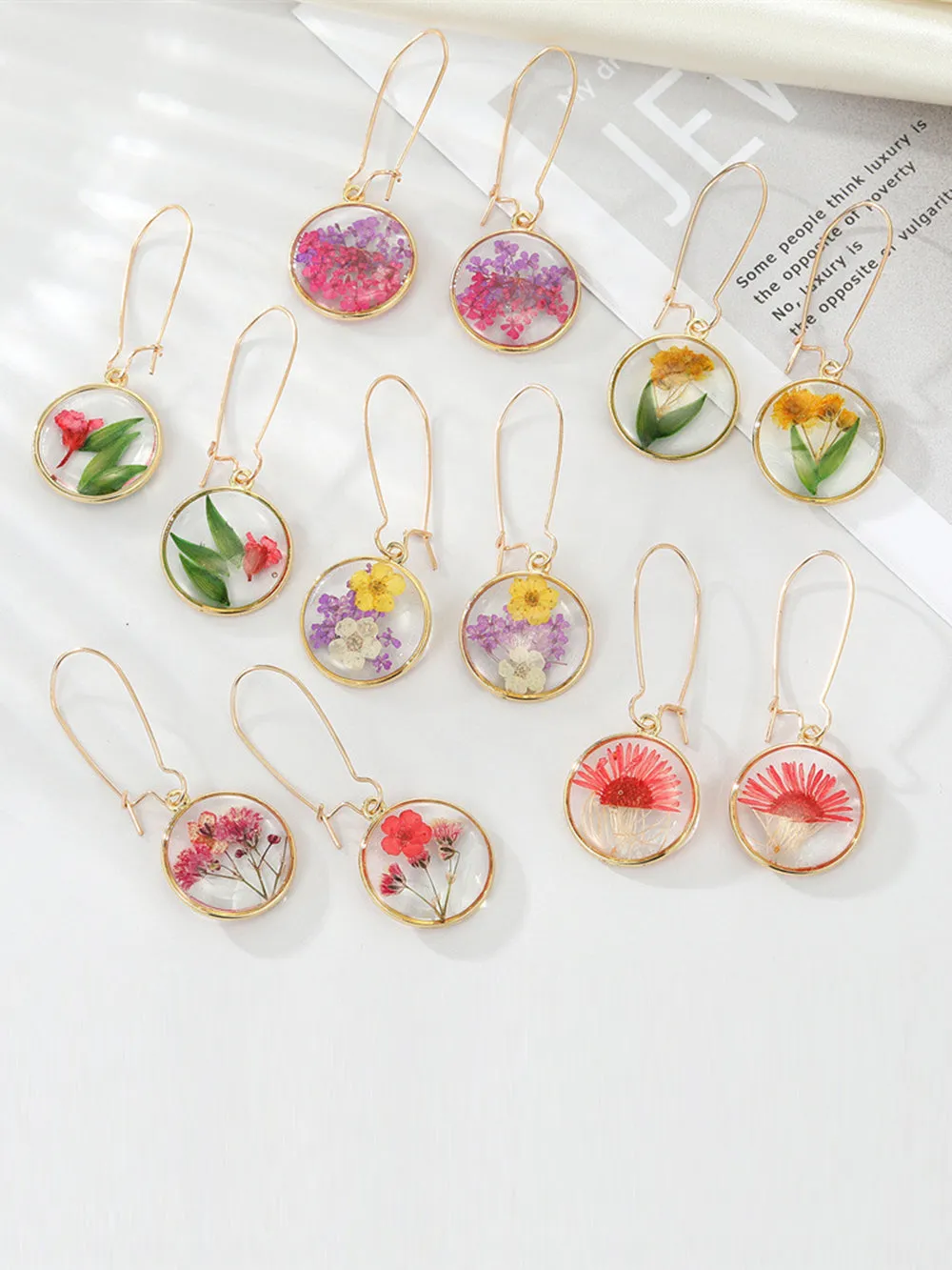 Boho Preserved Flower Resin Embossed Earrings sold by Like My Choice product image thumbnail 2