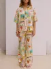 Casual Fashion Unique Print Loose Short-Sleeved Shirt Straight Pants Set sold by Like My Choice