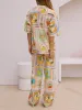 Casual Fashion Unique Print Loose Short-Sleeved Shirt Straight Pants Set sold by Like My Choice
