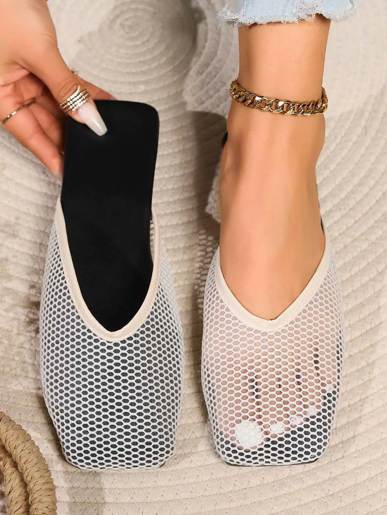 Fashionable And Simple Flat-Soled Hollow Breathable Mesh Shoes sold by Like My Choice product image thumbnail 2