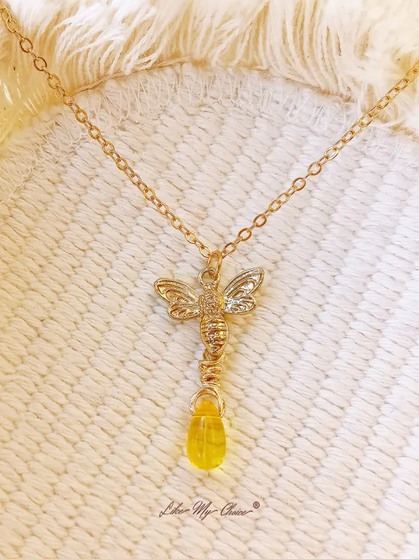 Retro Bee Amber Drop Necklace sold by Like My Choice