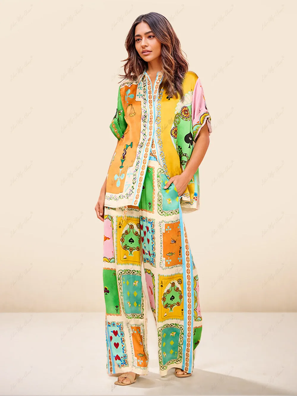 Funny Summer Unique Print Button Down Oversized Blouse sold by Like My Choice product image thumbnail 2