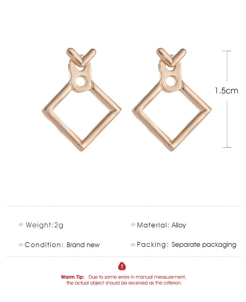 Trendy Cute Nickel Free Square Stud Earrings sold by Like My Choice product image thumbnail 3
