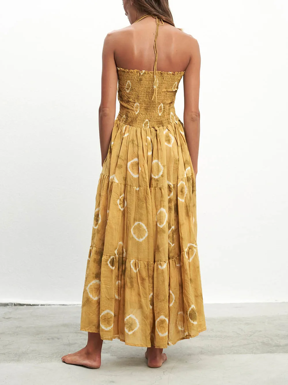 Ethnic Tie-Dye Printed Ruffled Slit Maxi Dress sold by Like My Choice product image thumbnail 3