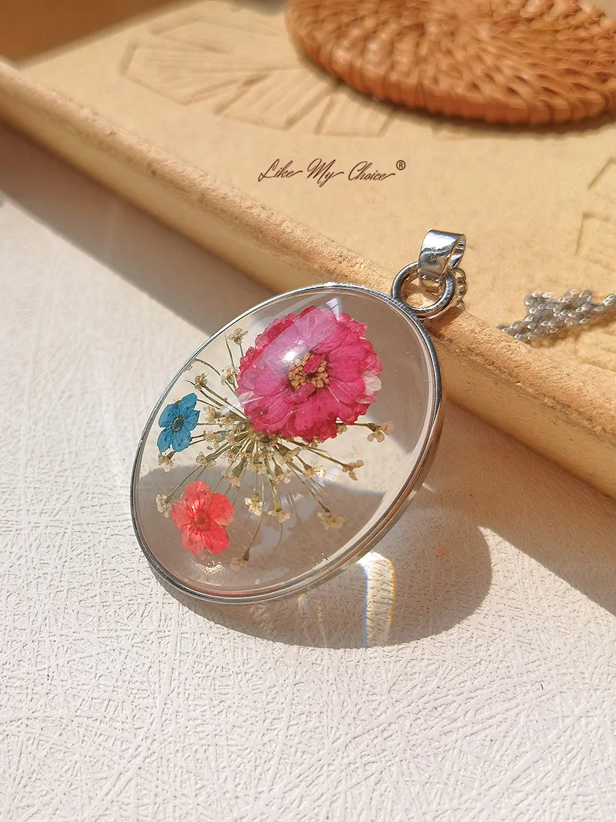 Resin Pendant Necklace With Forget-Me-Not Red Galsang Flower sold by Like My Choice product image thumbnail 4