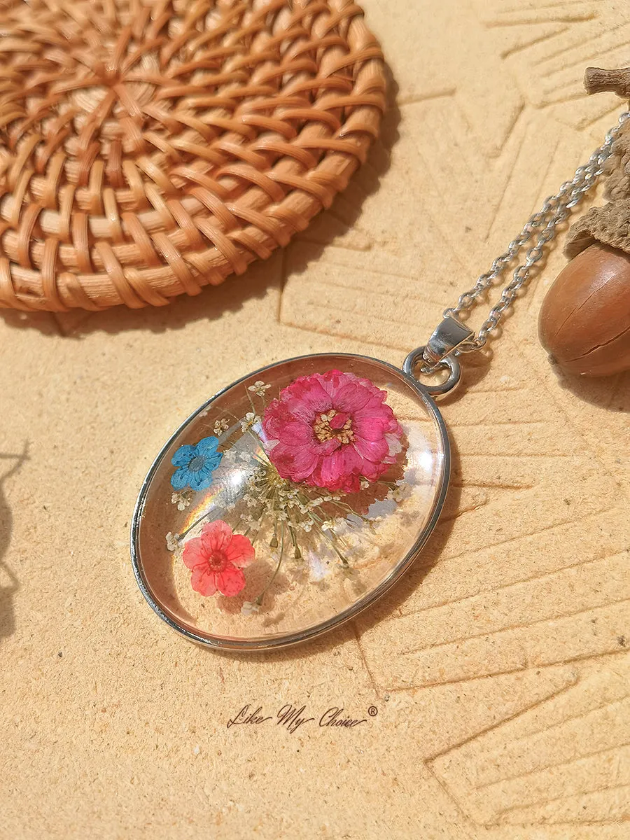 Resin Pendant Necklace With Forget-Me-Not Red Galsang Flower sold by Like My Choice product image thumbnail 2