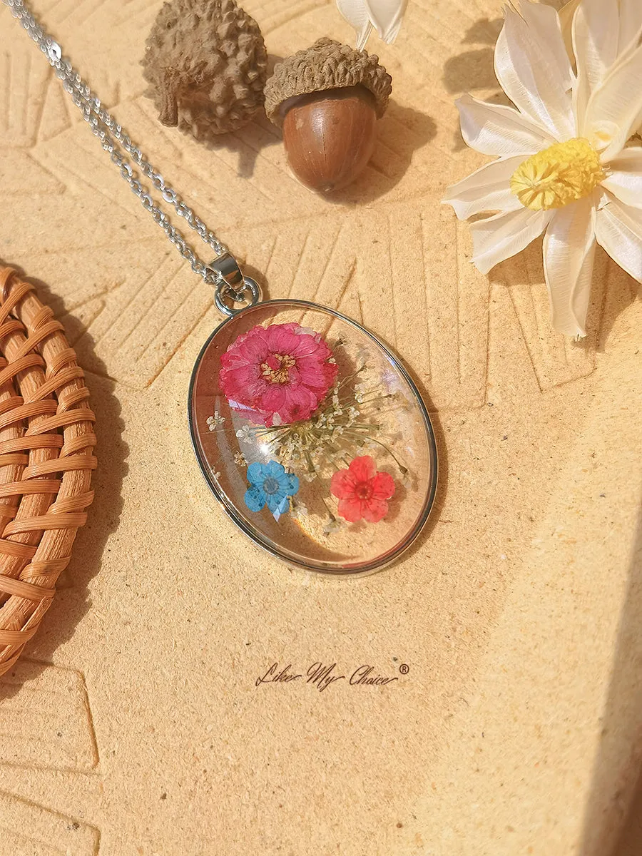 Resin Pendant Necklace With Forget-Me-Not Red Galsang Flower sold by Like My Choice product image thumbnail 3