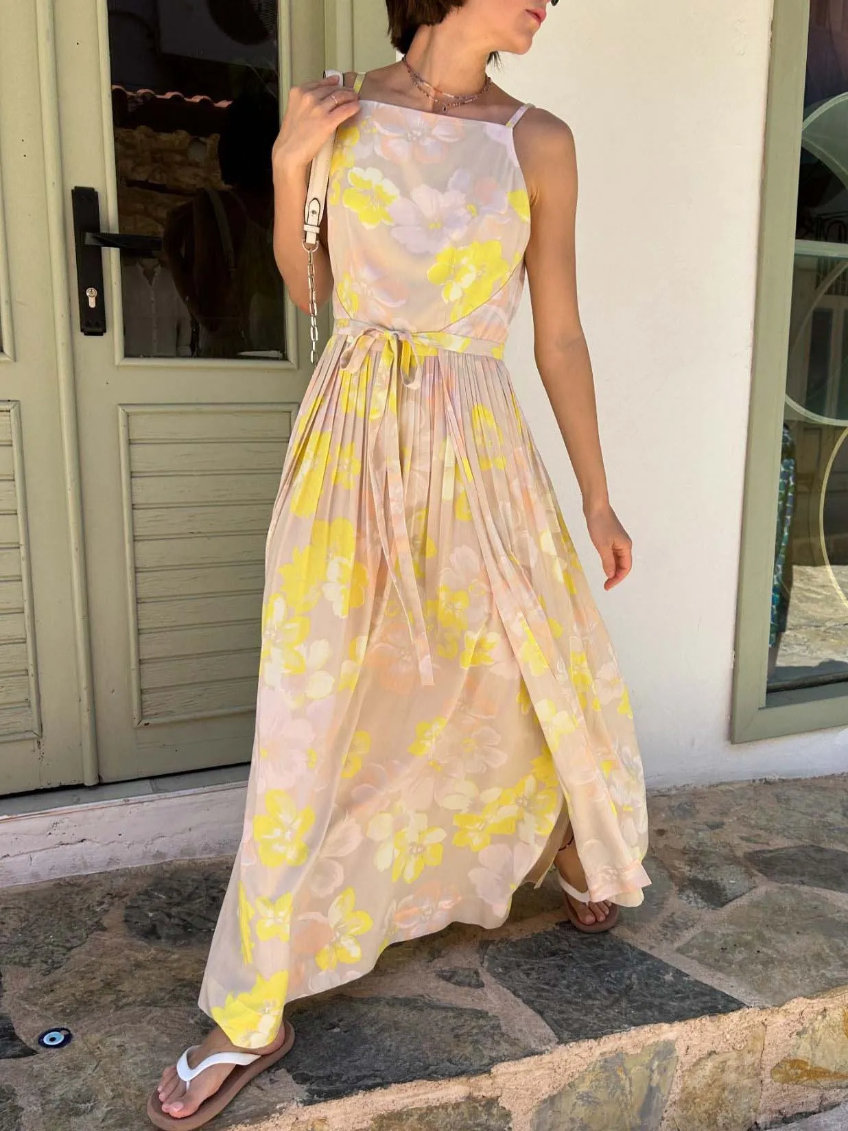 Unique Floral Print Side Slit Tie Pocket Midi Dress sold by Like My Choice product image thumbnail 3