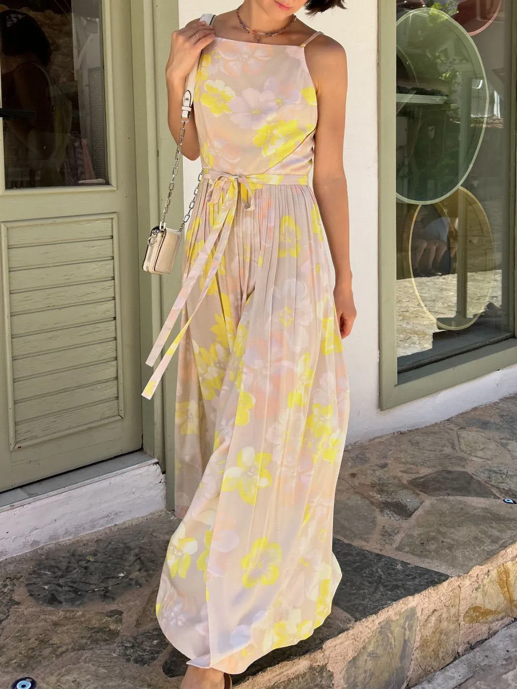 Unique Floral Print Side Slit Tie Pocket Midi Dress sold by Like My Choice