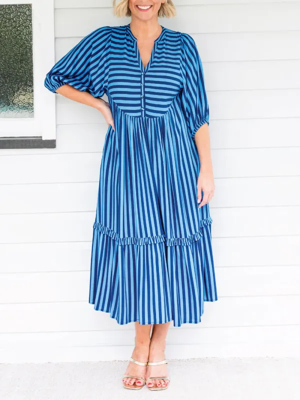 Wonderful Stripe Print Midi Dress sold by Like My Choice
