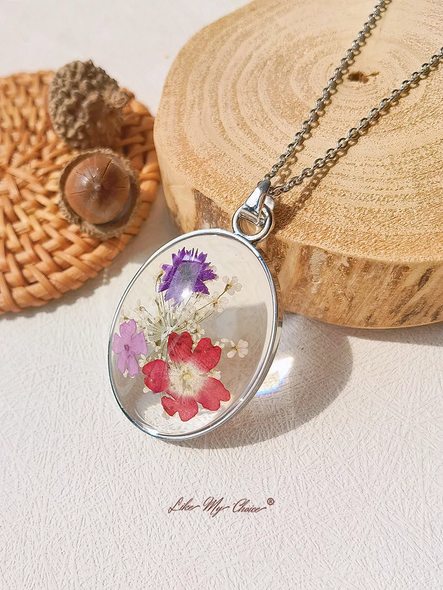 Resin Pendant Necklace With Exotic Bouquet Dried Flowers sold by Like My Choice product image thumbnail 3