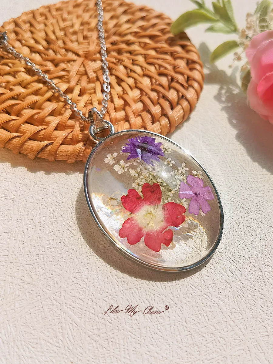Resin Pendant Necklace With Exotic Bouquet Dried Flowers sold by Like My Choice product image thumbnail 4