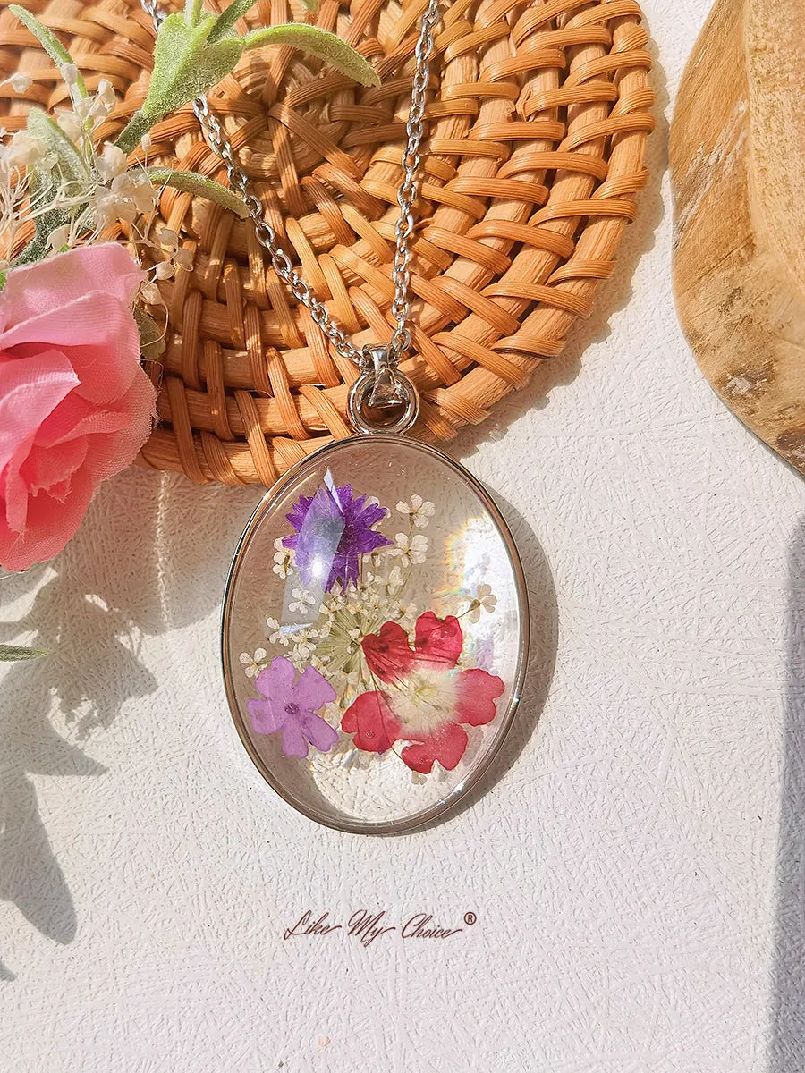 Resin Pendant Necklace With Exotic Bouquet Dried Flowers sold by Like My Choice product image thumbnail 5