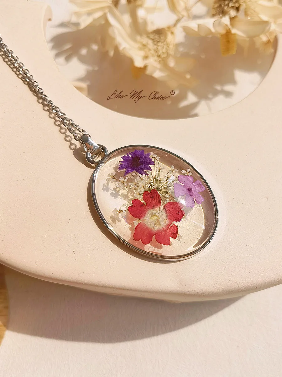Resin Pendant Necklace With Exotic Bouquet Dried Flowers sold by Like My Choice product image thumbnail 2