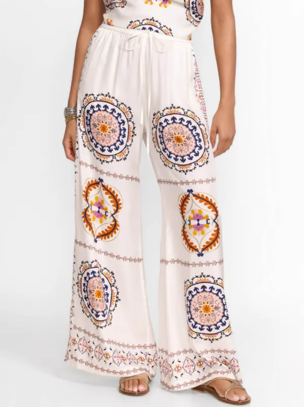 Modern Exquisite Satin Floral Print Loose Wide-Leg Pants sold by Like My Choice