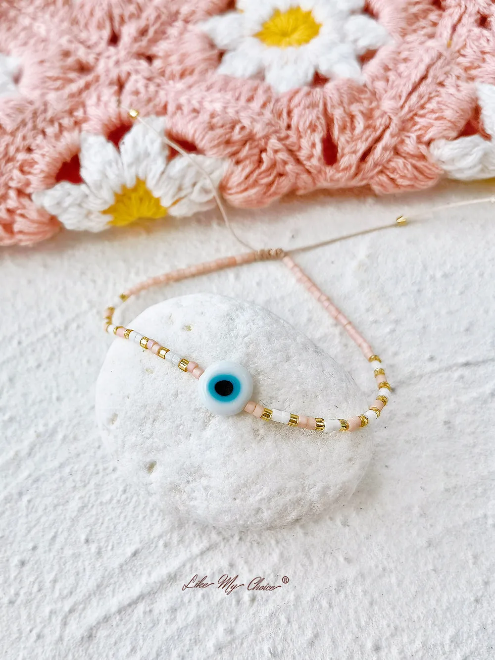 Adjustable Drawstring Beaded Bracelet Pink Eye sold by Like My Choice product image thumbnail 2