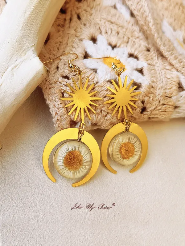 Pressed Flower Earrings - Sun Resin Daisy sold by Like My Choice