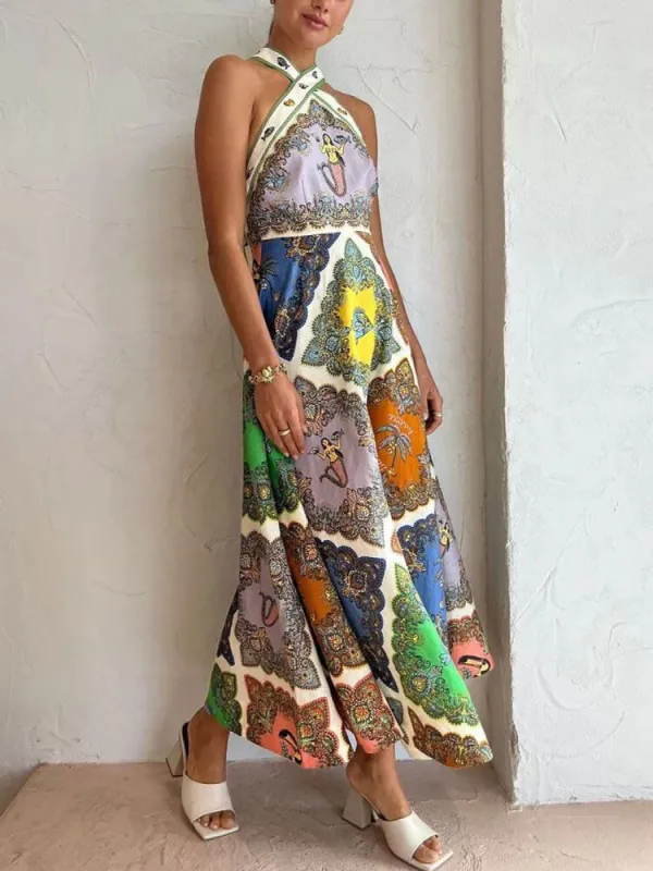 Paisley Satin Floral Midi Dress sold by Like My Choice
