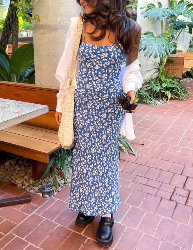 Delphine Blue Floral Midi Dress sold by Like My Choice