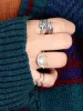 Turquoise Band Feather Boho Silver Ring sold by Like My Choice