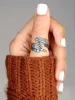 Turquoise Band Feather Boho Silver Ring sold by Like My Choice