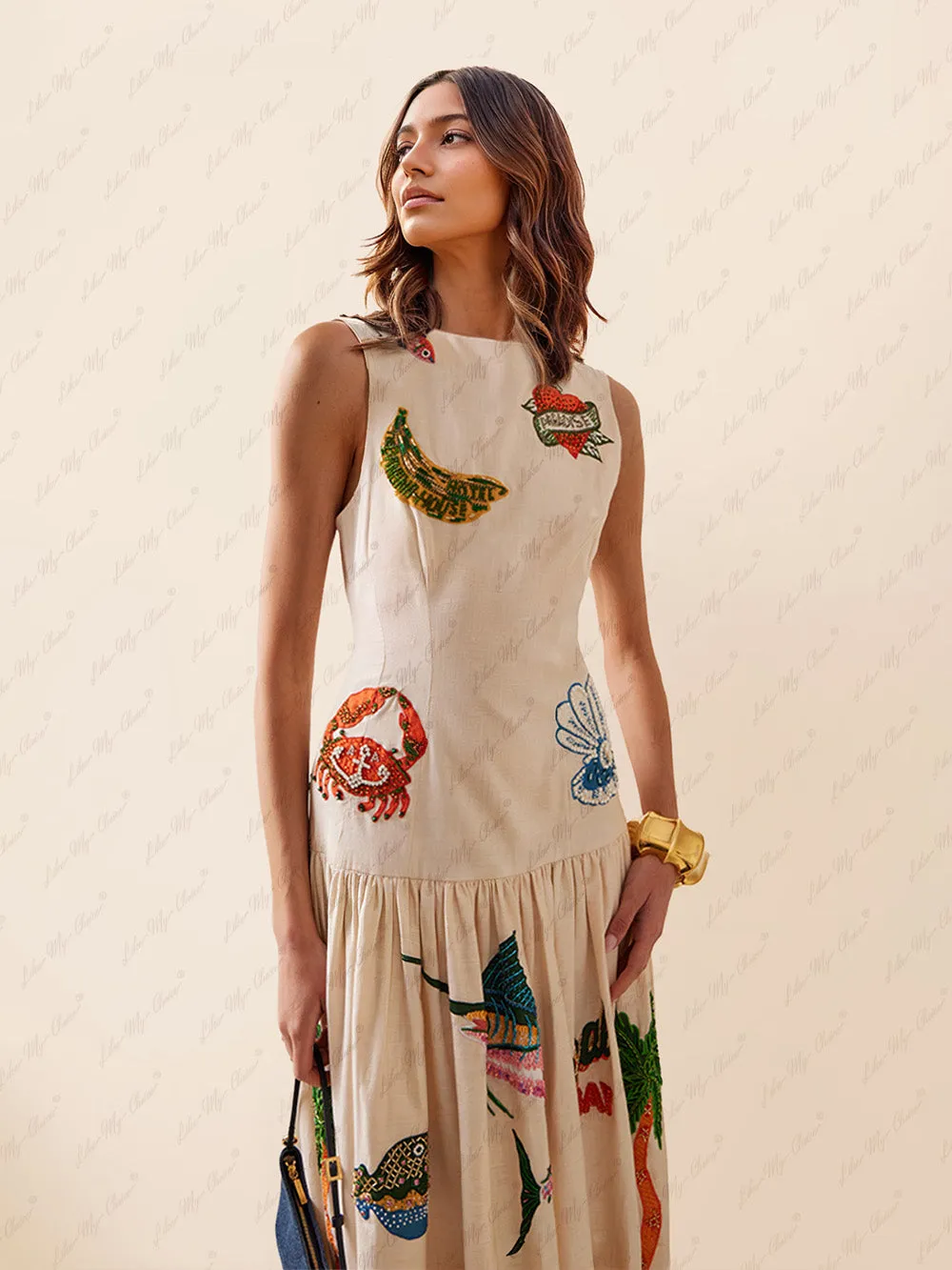 Unique Print Ocean Fashion Midi Dress sold by Like My Choice product image thumbnail 2