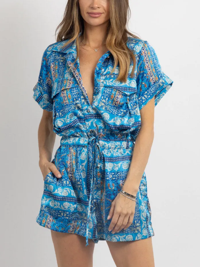 Satin Ethnic Floral Print Shorts Jumpsuit sold by Like My Choice product image thumbnail 3