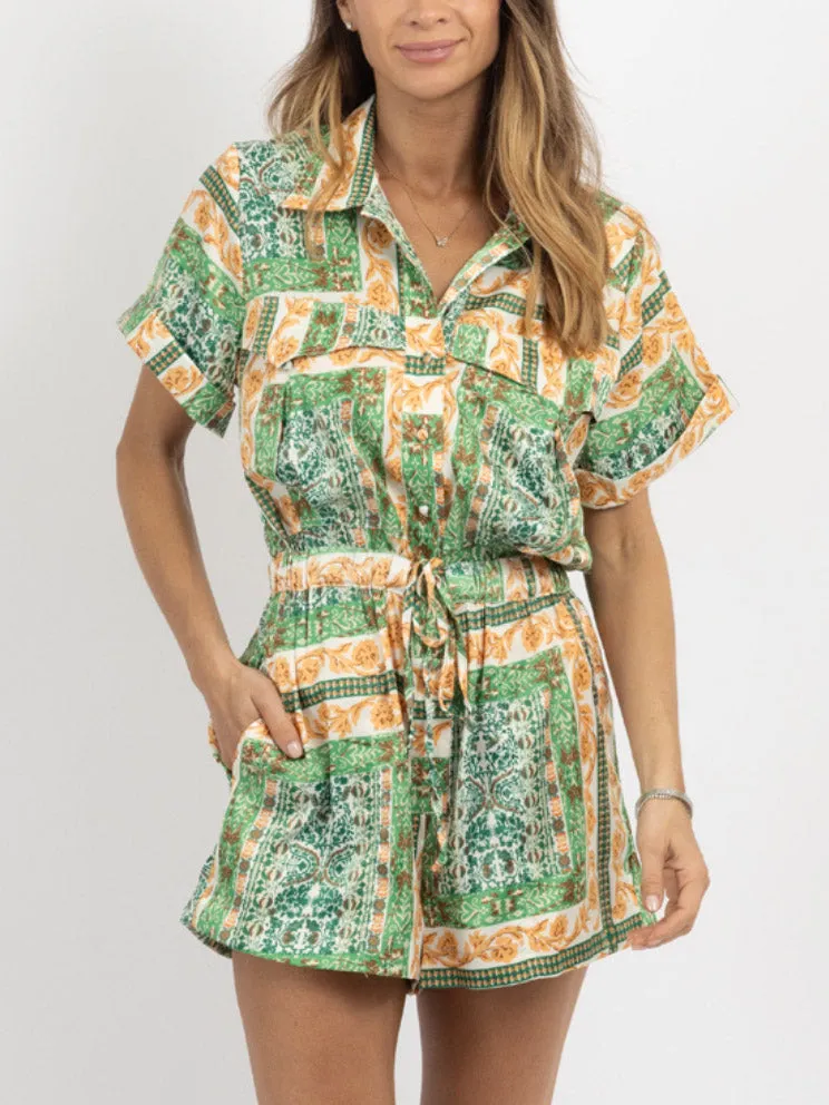 Satin Ethnic Floral Print Shorts Jumpsuit sold by Like My Choice product image thumbnail 2