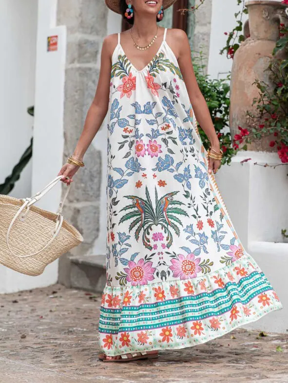 Vacation Beach V-Neck Floral Print Maxi Dress sold by Like My Choice product image thumbnail 4