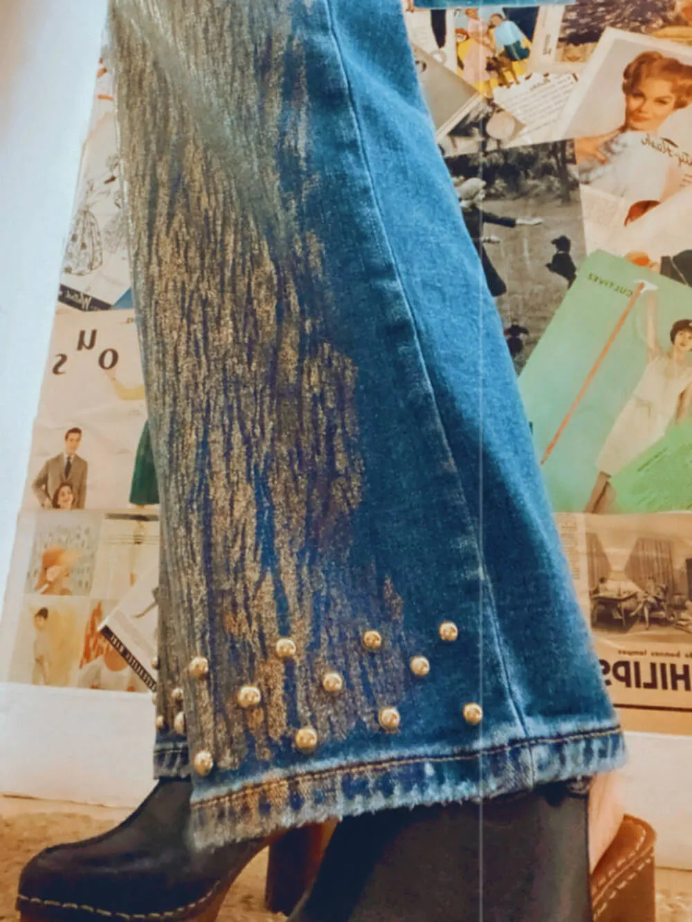 Sparkling Beaded Wide-Leg Jeans sold by Like My Choice product image thumbnail 4