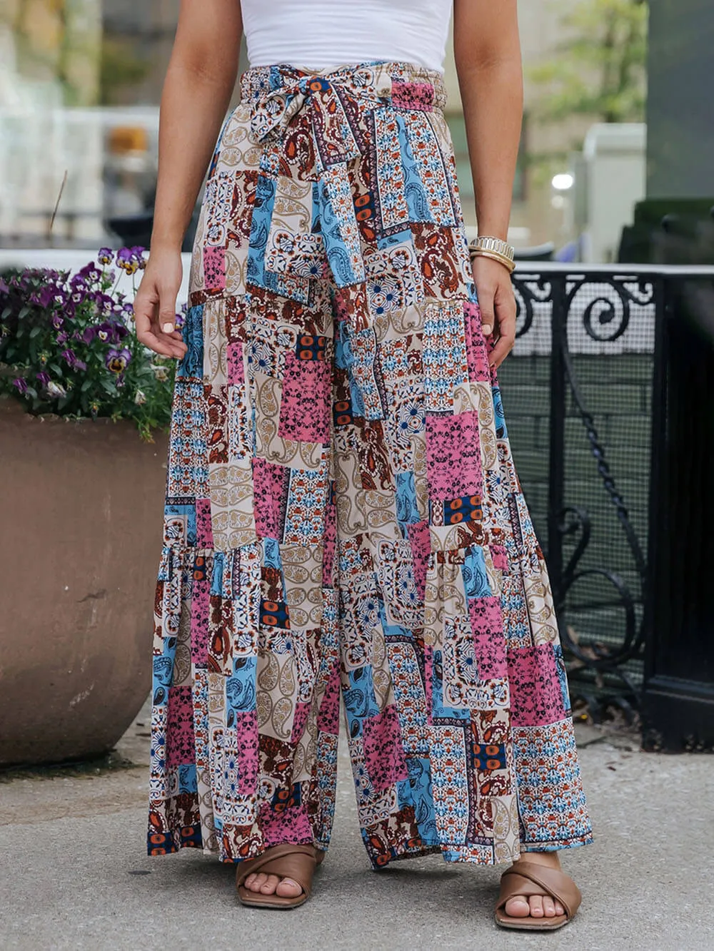 Multicolor Boho Ethnic Print High Waist Pants sold by Like My Choice product image thumbnail 3