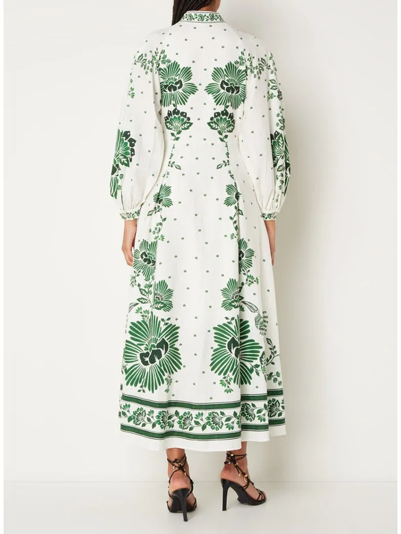 Vintage Floral Print Lantern Long Sleeve Midi Dress sold by Like My Choice product image thumbnail 3