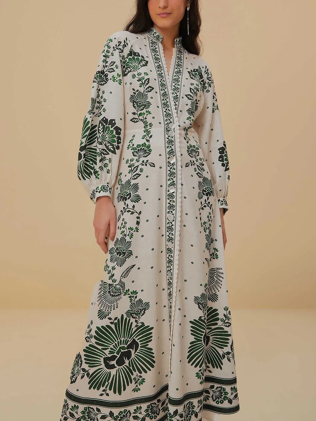 Vintage Floral Print Lantern Long Sleeve Midi Dress sold by Like My Choice product image thumbnail 2
