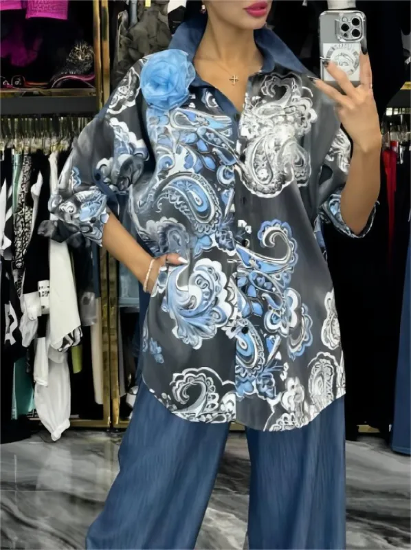 Refined Paisley Print Loose Shirt sold by Like My Choice