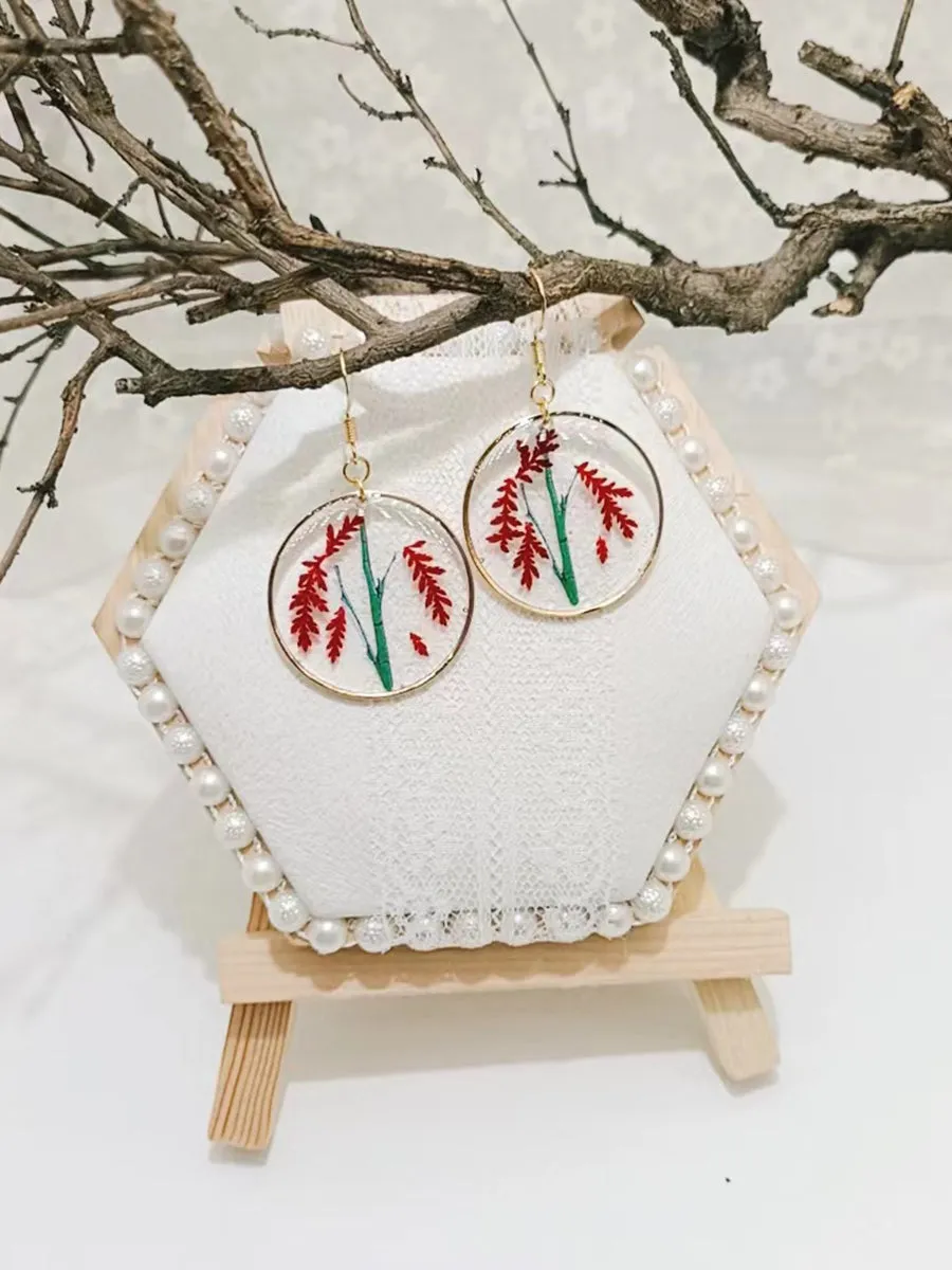 Bamboo Resin Dancing-Doll Orchid Dried Flower glue earrings sold by Like My Choice product image thumbnail 5