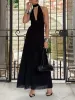 Halter Neck Deep V-Neck Slim Fit Pleated Backless Midi Dress sold by Like My Choice