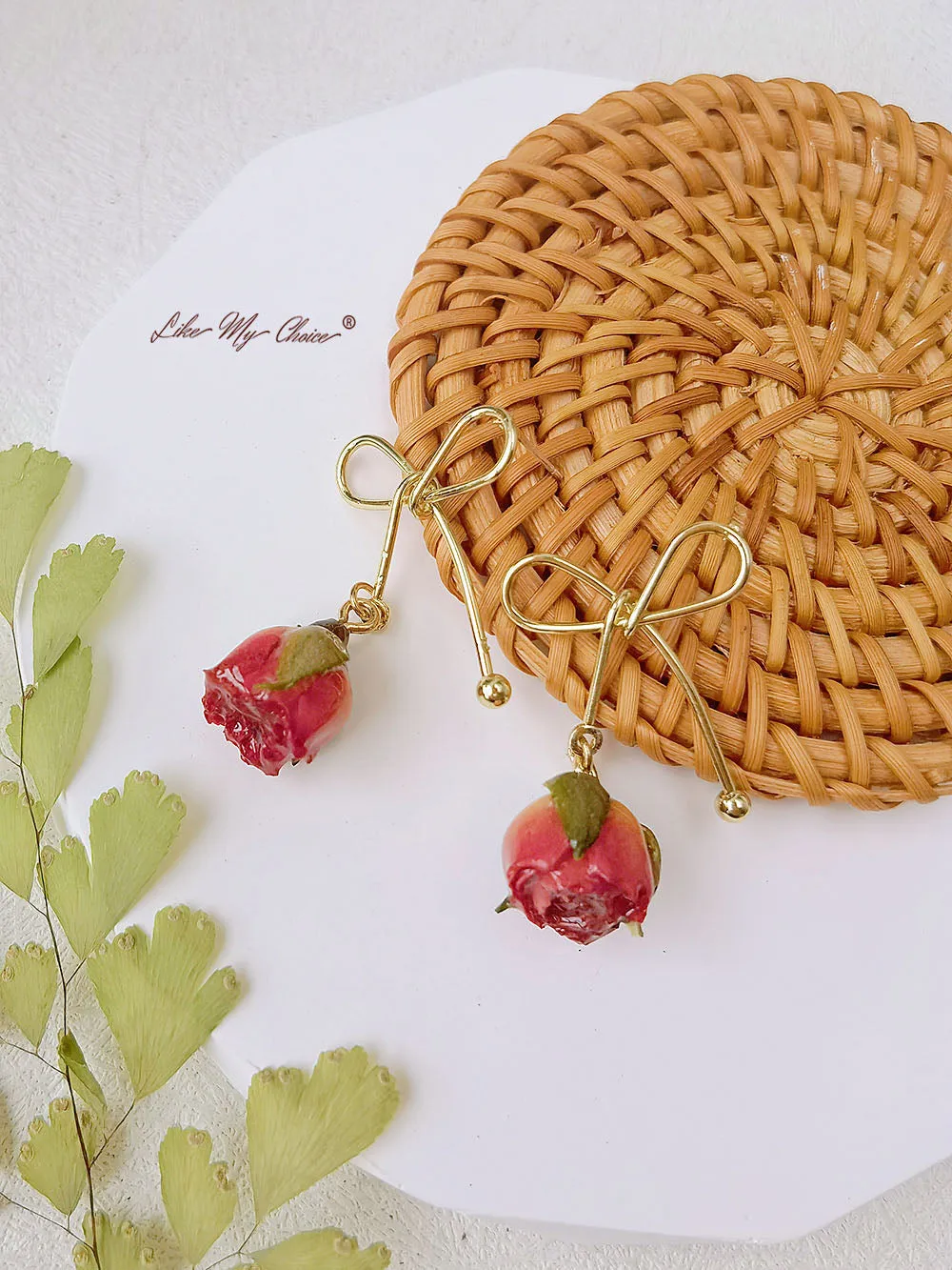Rose Bow Dried Flowers Earrings sold by Like My Choice product image thumbnail 4
