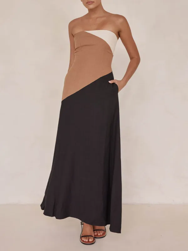 Asymmetrical Color-Blocked Maxi Dress sold by Like My Choice