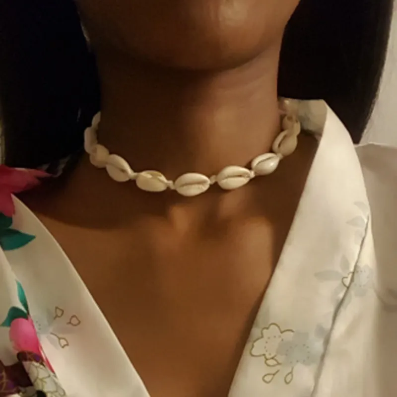 Fashionable Hawaiian-Inspired Shell Necklace: Casual Handmade Choker in Silver-Colored Stainless Steel sold by Like My Choice